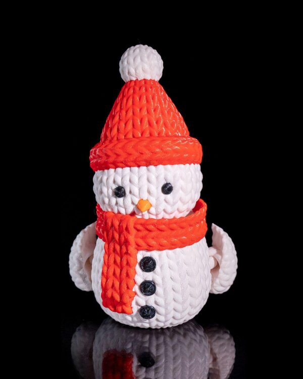 Charming 3D printed snowman decoration with red hat and scarf, perfect for Christmas home decor and unique holiday gift idea.