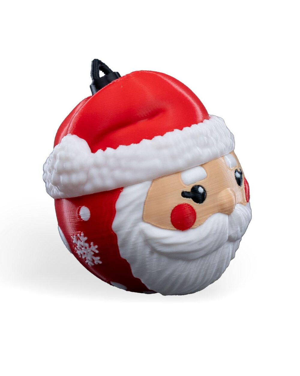 Festive Santa Claus Christmas Ornament featuring a jolly, handcrafted Santa face with red cheeks and white snowflake details.